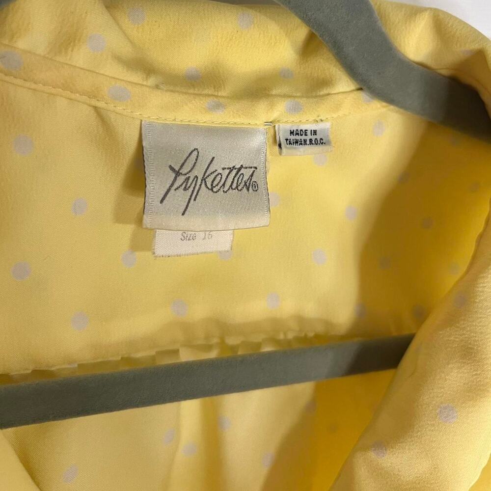 Vintage 80s/90s Era “Pykettes” Butter Yellow Polka Dot Blouse - Picture 4 of 8